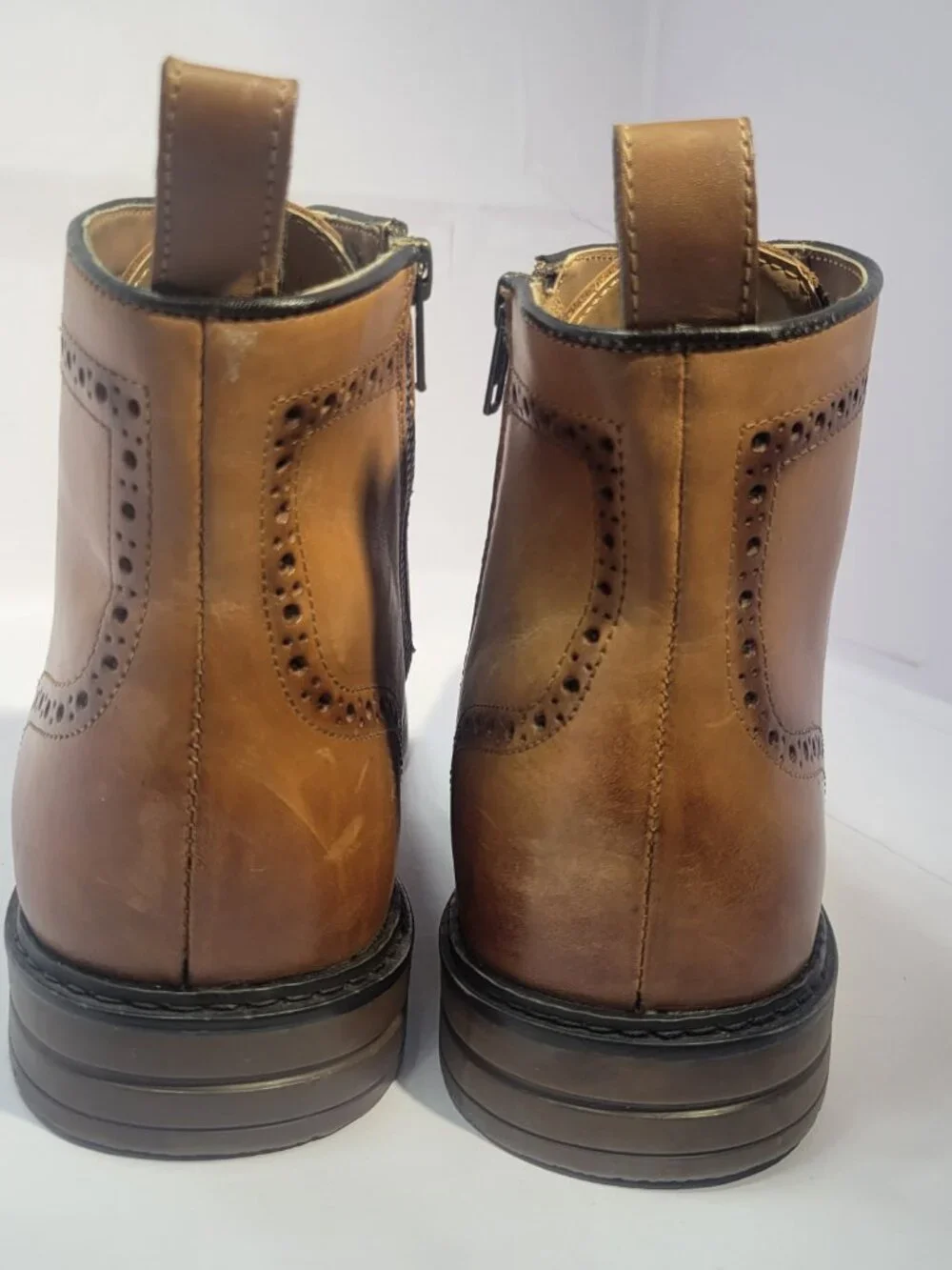 Steve Madden P-Candid Men's Size 11.5 Brown Leather Side Zip Wingtip Ankle Boots